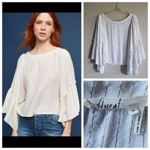 Anthro Floreat‎ Bell Sleeve Button Top Medium
